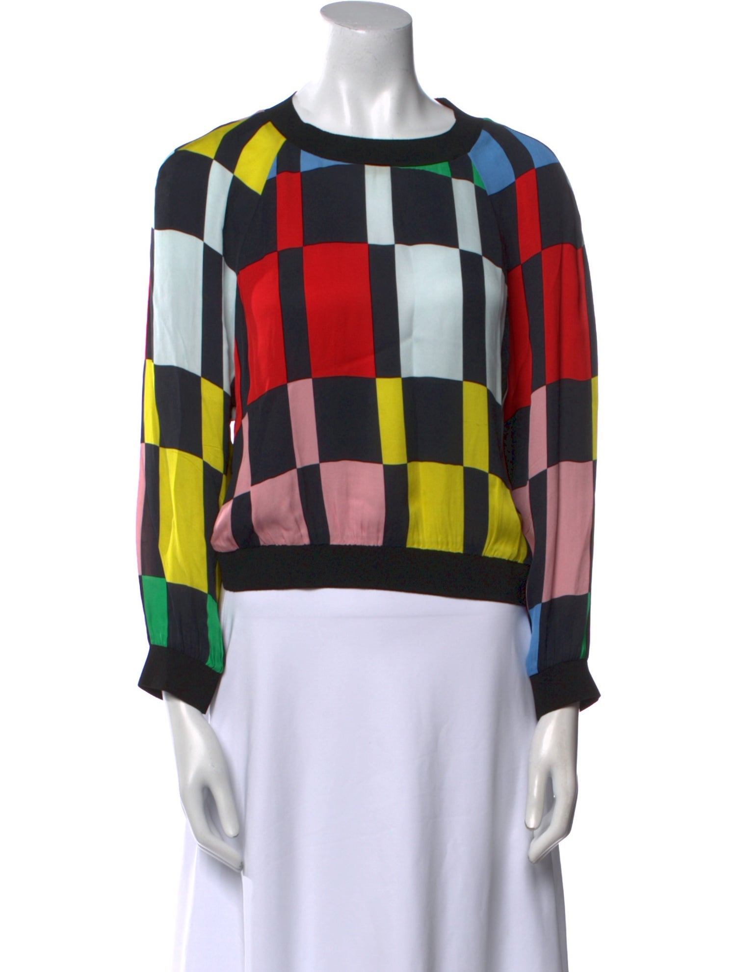 Alice + Olivia Plaid Print Crew Neck Sweatshirt
