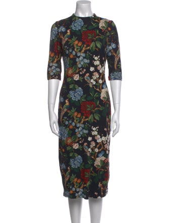 Alice + Olivia Floral Print Midi Length Dress