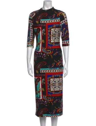 Alice + Olivia Paisley Print Midi Length Dress