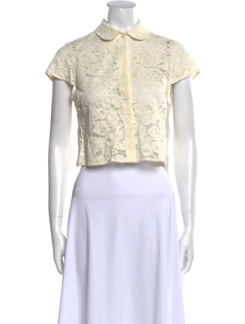 Alice + Olivia Lace Pattern Short Sleeve Crop Top
