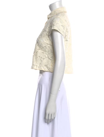 Alice + Olivia Lace Pattern Short Sleeve Crop Top