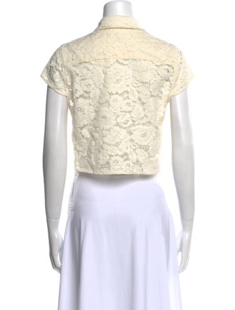 Alice + Olivia Lace Pattern Short Sleeve Crop Top
