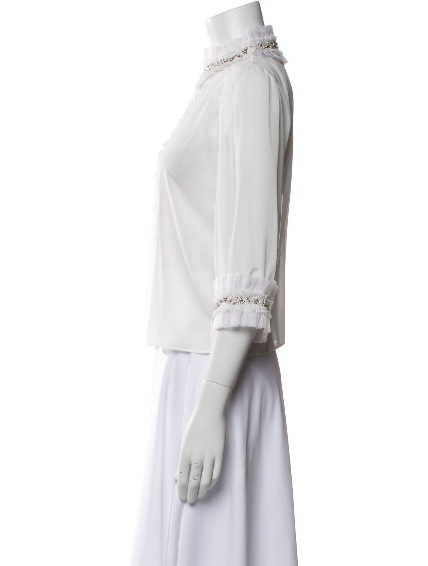 Alice + Olivia Mock Neck Three-Quarter Sleeve Blouse