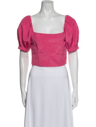 Alice + Olivia Square Neckline Short Sleeve Crop Top