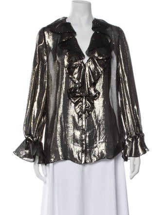 Alice + Olivia Silk V-Neck Blouse