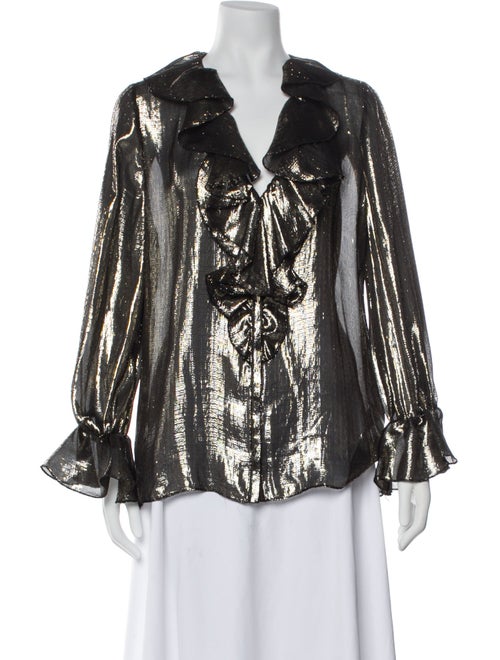 Alice + Olivia Silk V-Neck Blouse