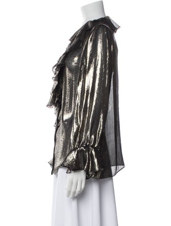 Alice + Olivia Silk V-Neck Blouse