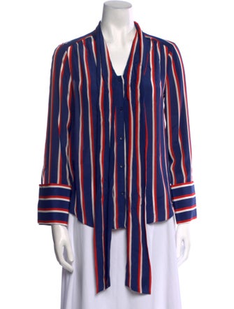 Alice + Olivia Silk Striped Button-Up Top