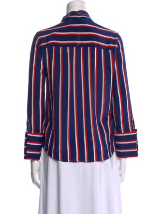 Alice + Olivia Silk Striped Button-Up Top