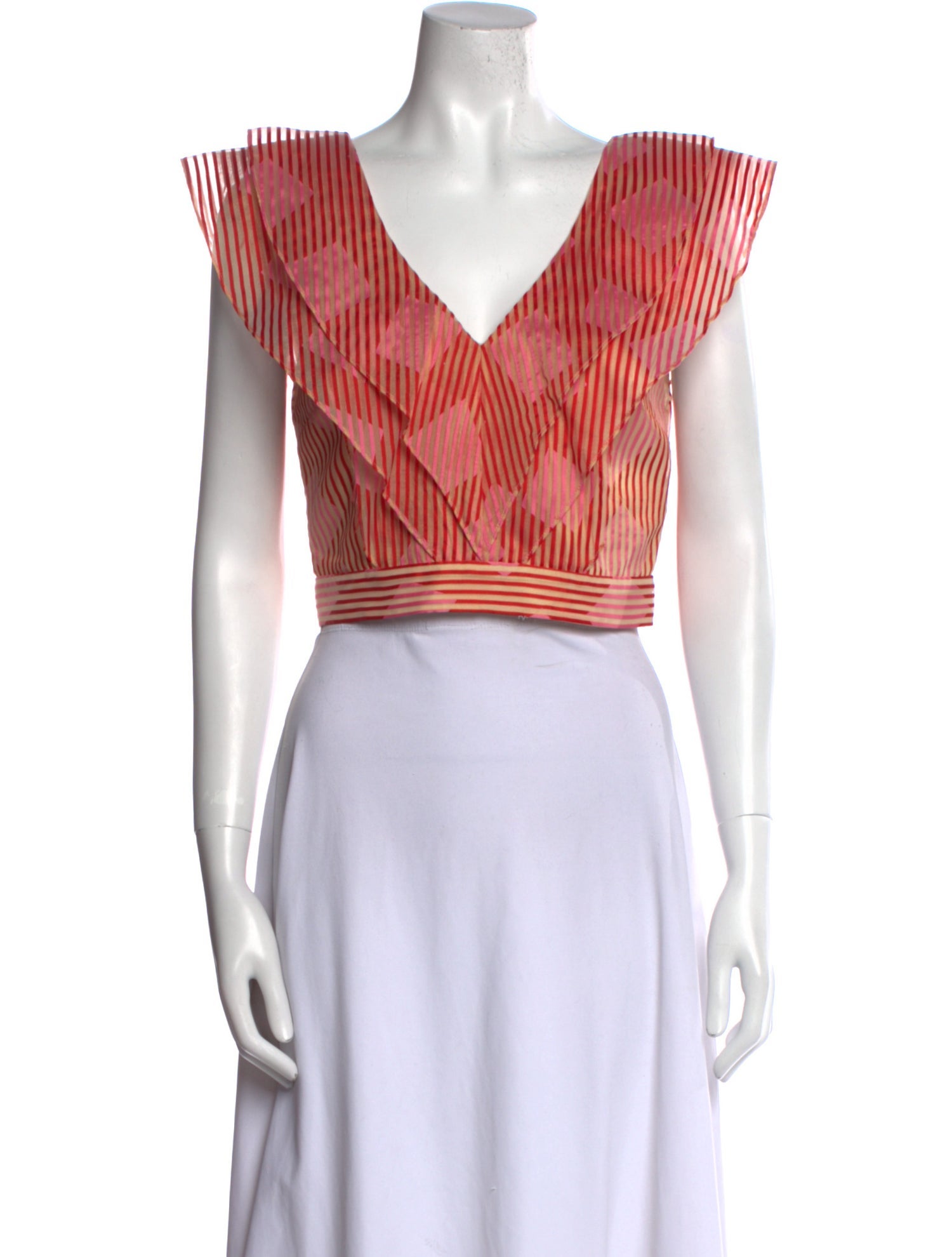 Alice + Olivia Striped V-Neck Crop Top