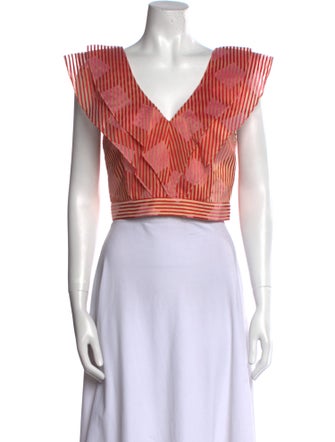 Alice + Olivia Striped V-Neck Crop Top