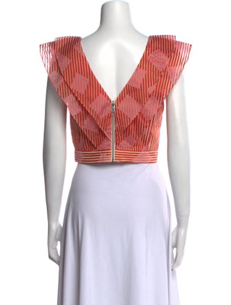 Alice + Olivia Striped V-Neck Crop Top