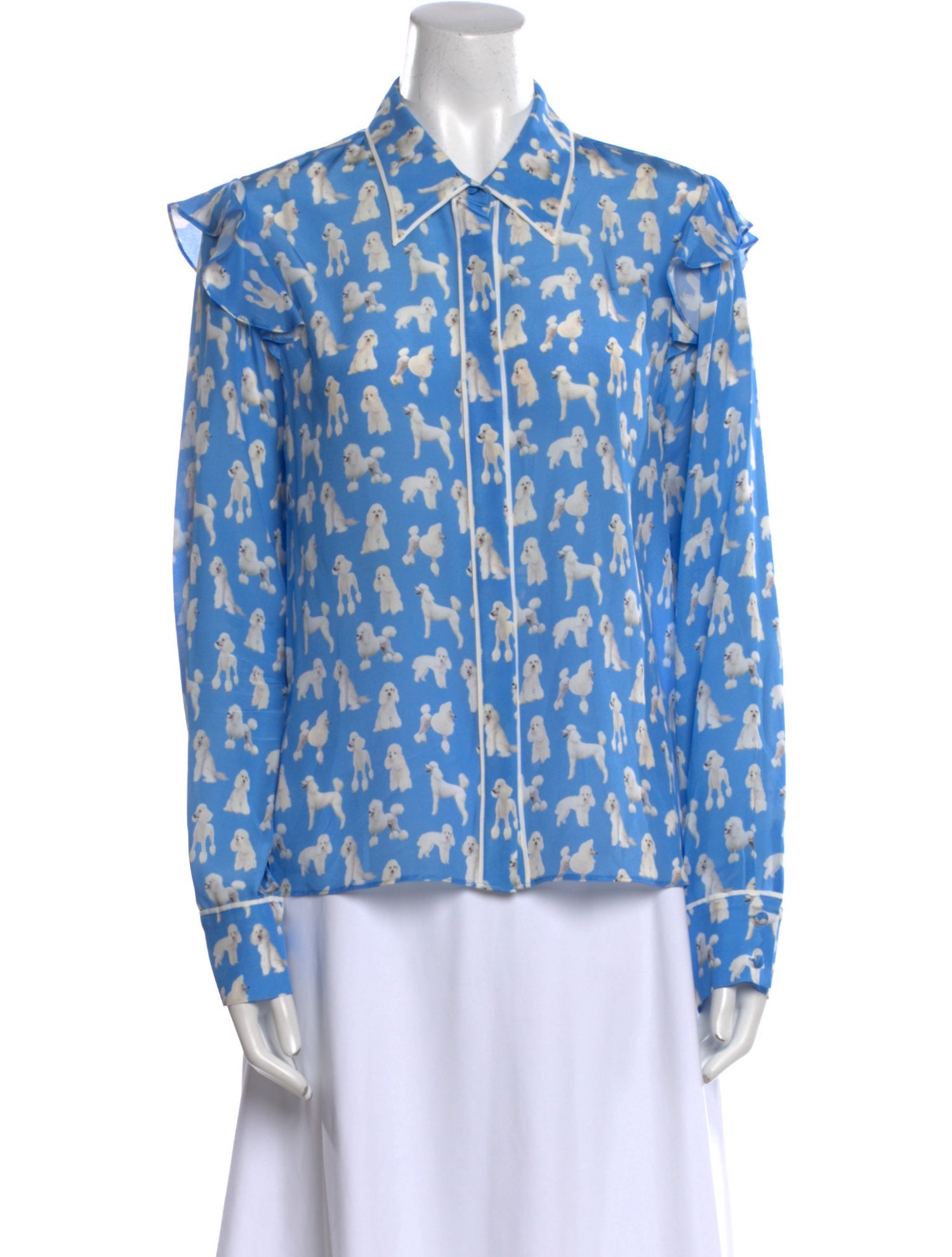Alice + Olivia Silk Printed Button-Up Top