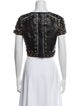 Alice + Olivia Lamb Leather Lace Pattern Crop Top