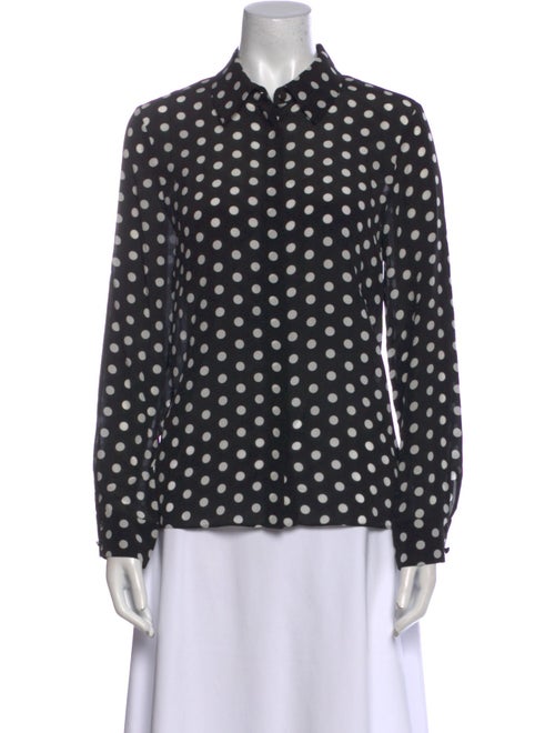Alice + Olivia Silk Polka Dot Print Button-Up Top