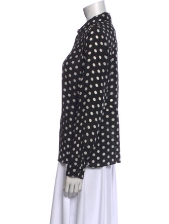 Alice + Olivia Silk Polka Dot Print Button-Up Top