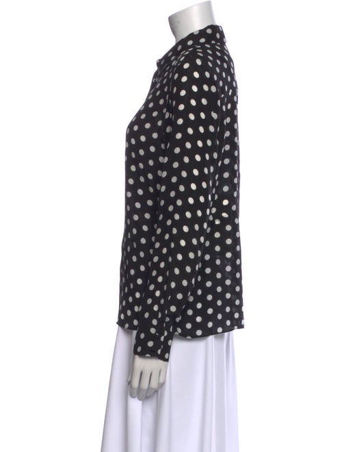 Alice + Olivia Silk Polka Dot Print Button-Up Top