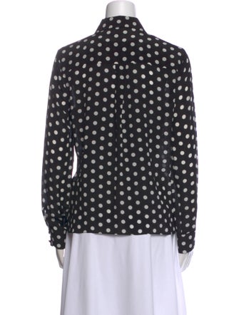 Alice + Olivia Silk Polka Dot Print Button-Up Top