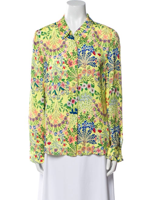 Alice + Olivia Floral Print Long Sleeve Button-Up Top