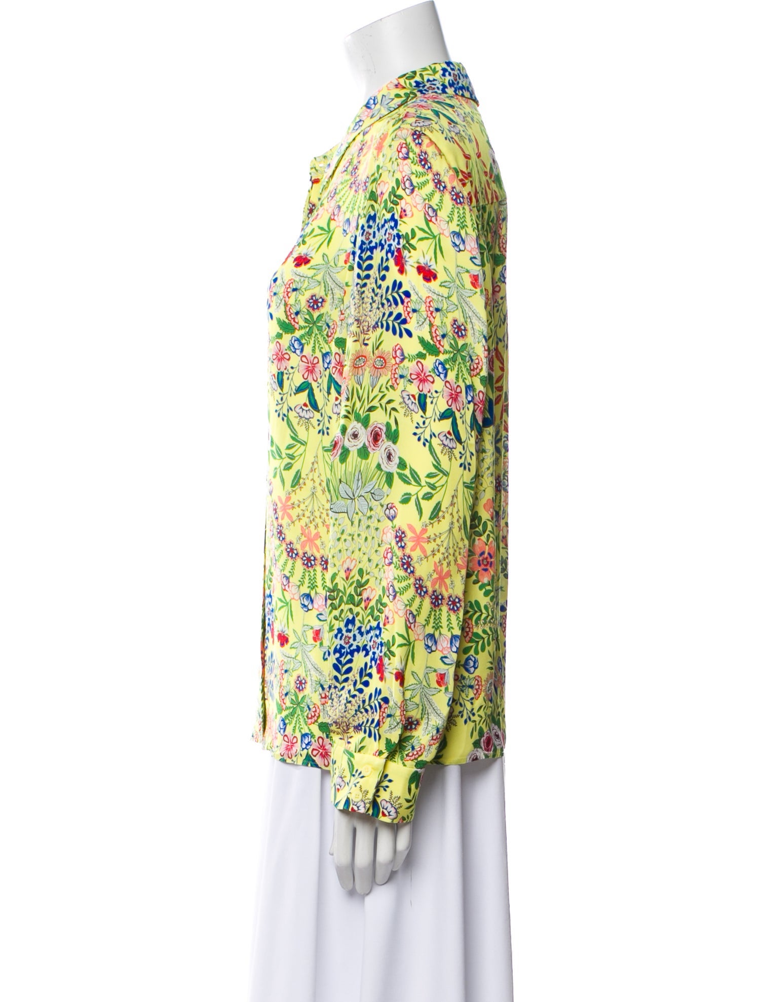 Alice + Olivia Floral Print Long Sleeve Button-Up Top