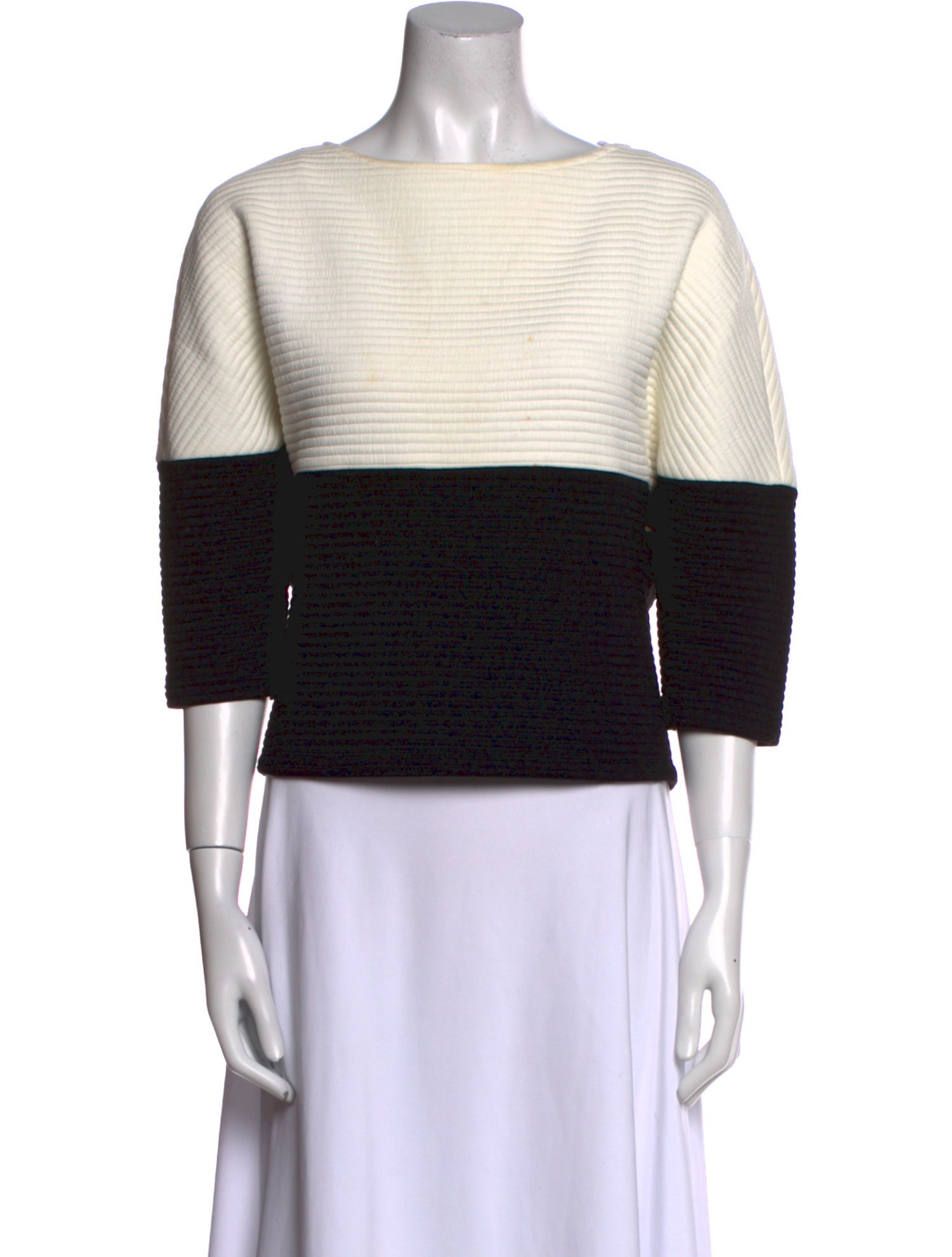 Alice + Olivia Colorblock Pattern Bateau Neckline Crop Top