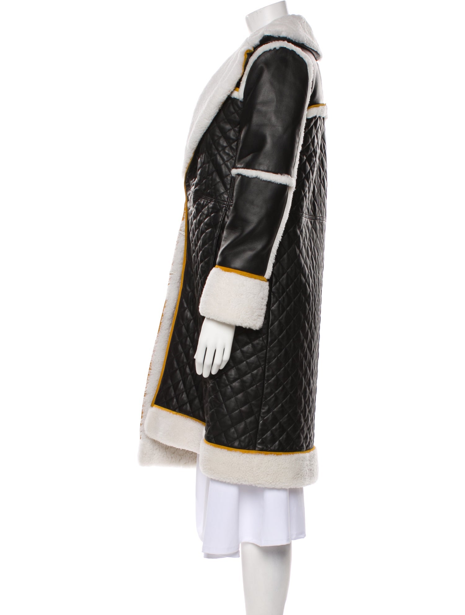 Alice + Olivia Lamb Leather Printed Faux Fur Coat