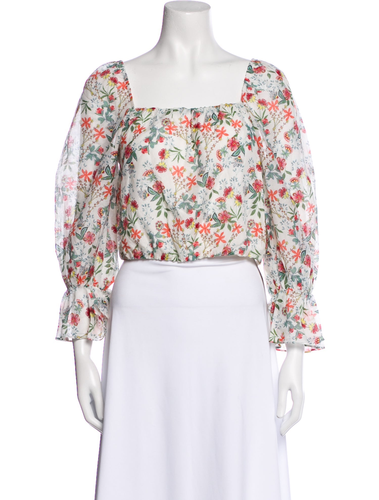 Alice + Olivia Floral Print Square Neckline Crop Top