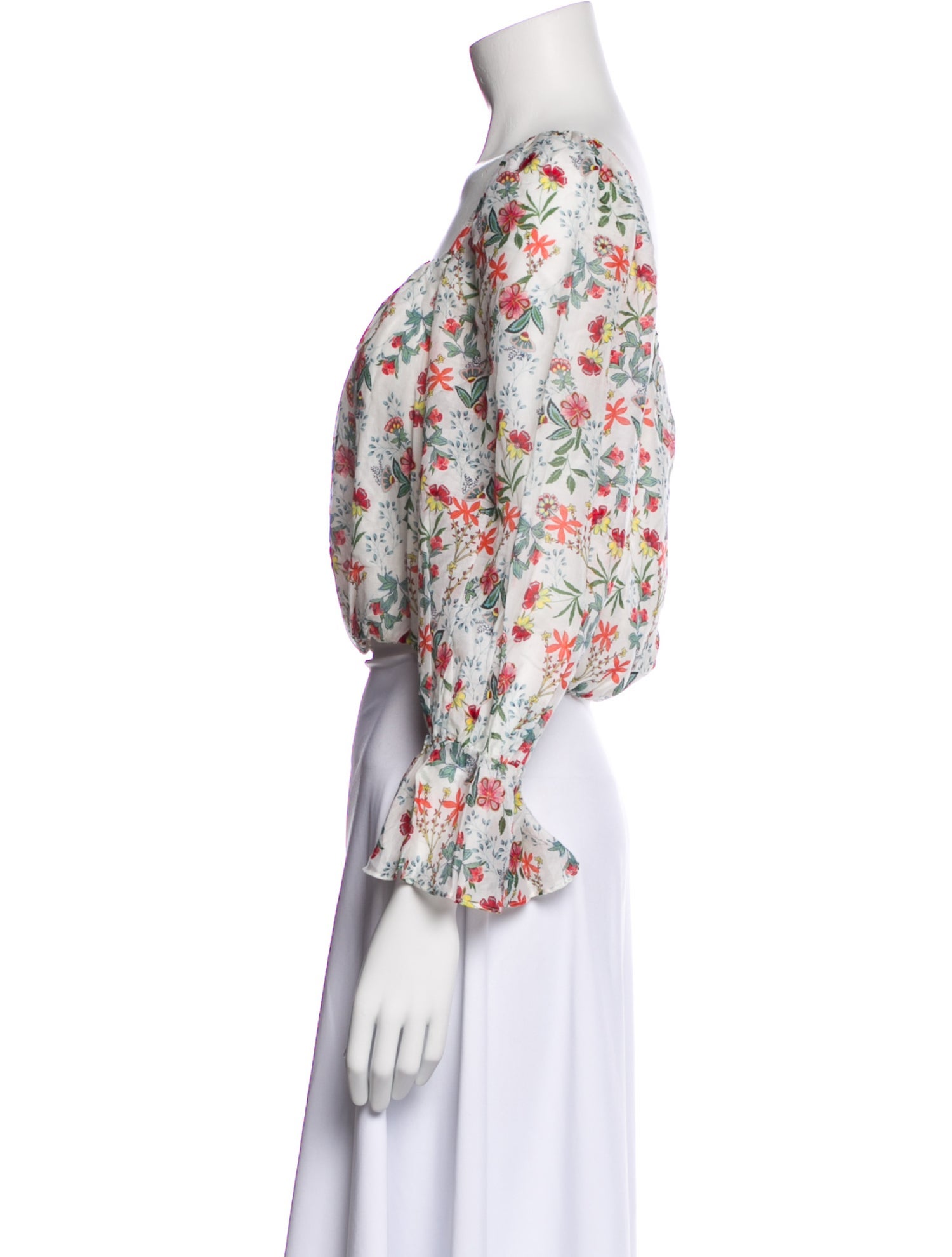 Alice + Olivia Floral Print Square Neckline Crop Top