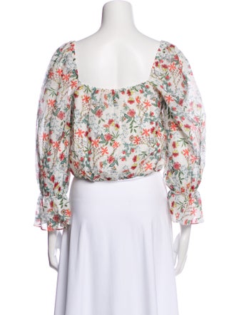 Alice + Olivia Floral Print Square Neckline Crop Top