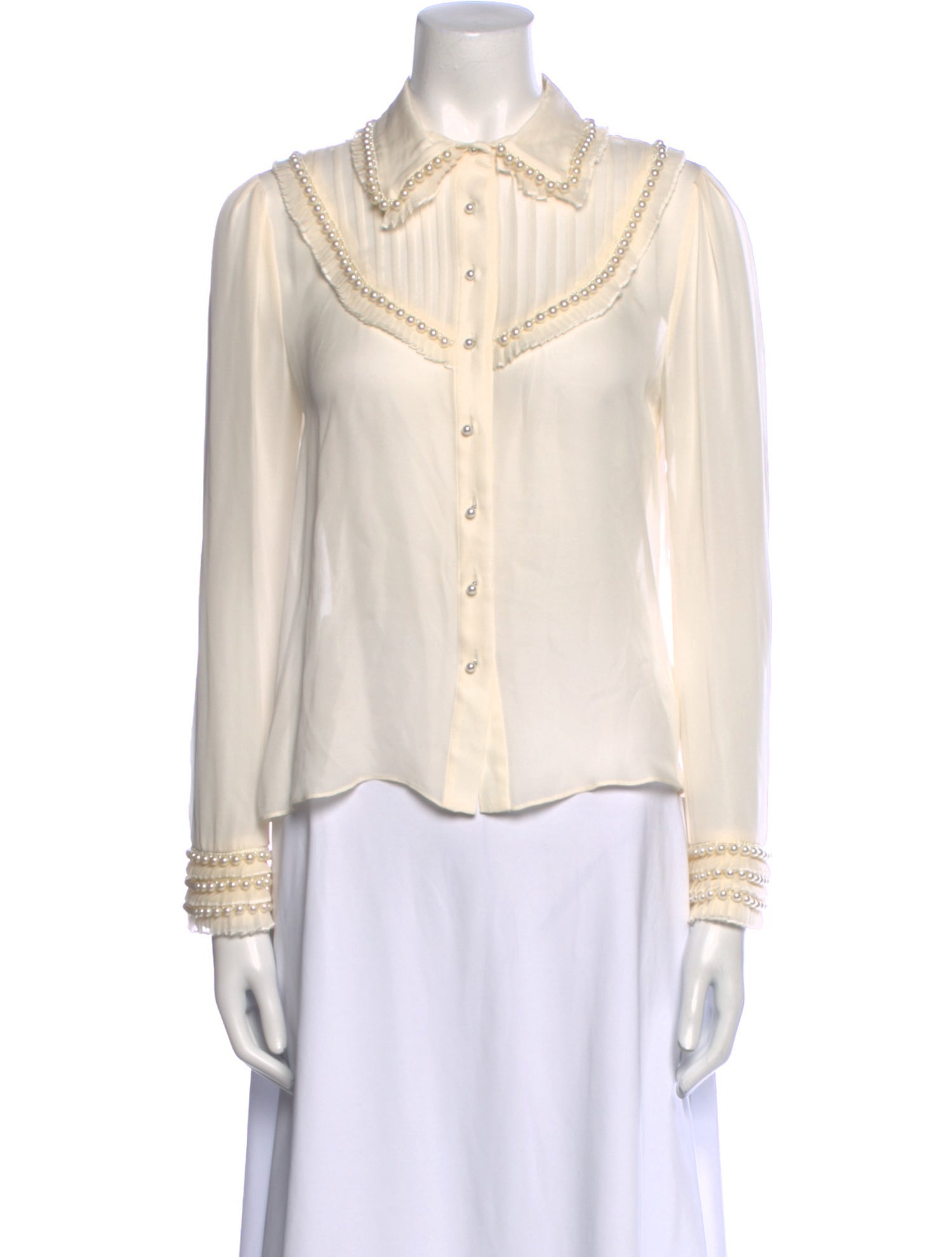Alice + Olivia Silk Long Sleeve Button-Up Top