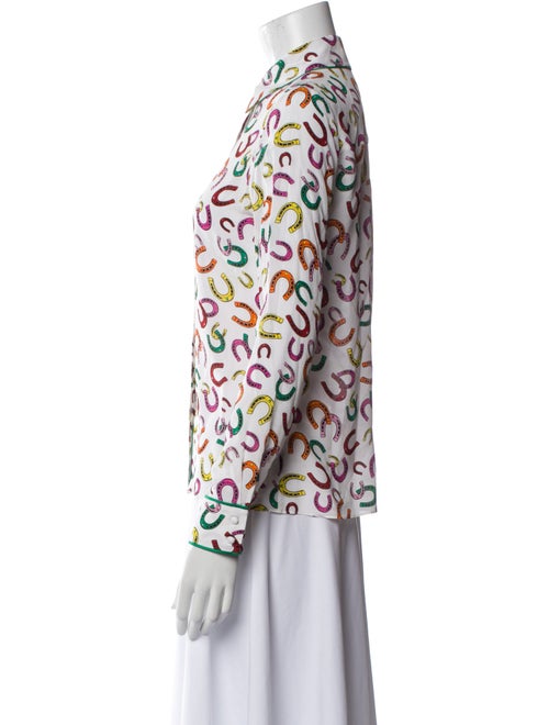 Alice + Olivia Silk Printed Button-Up Top