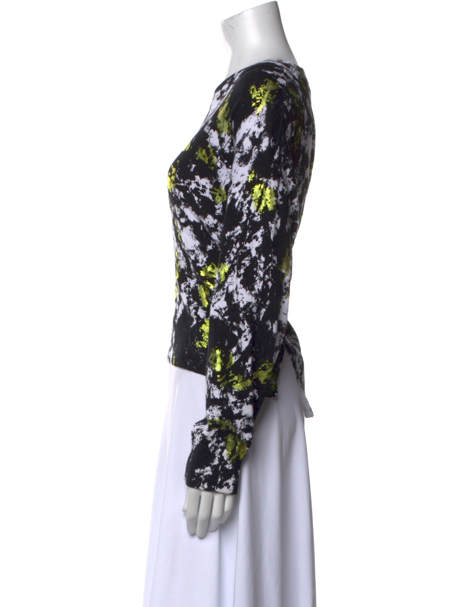 Alice + Olivia Floral Print Bateau Neckline Sweatshirt