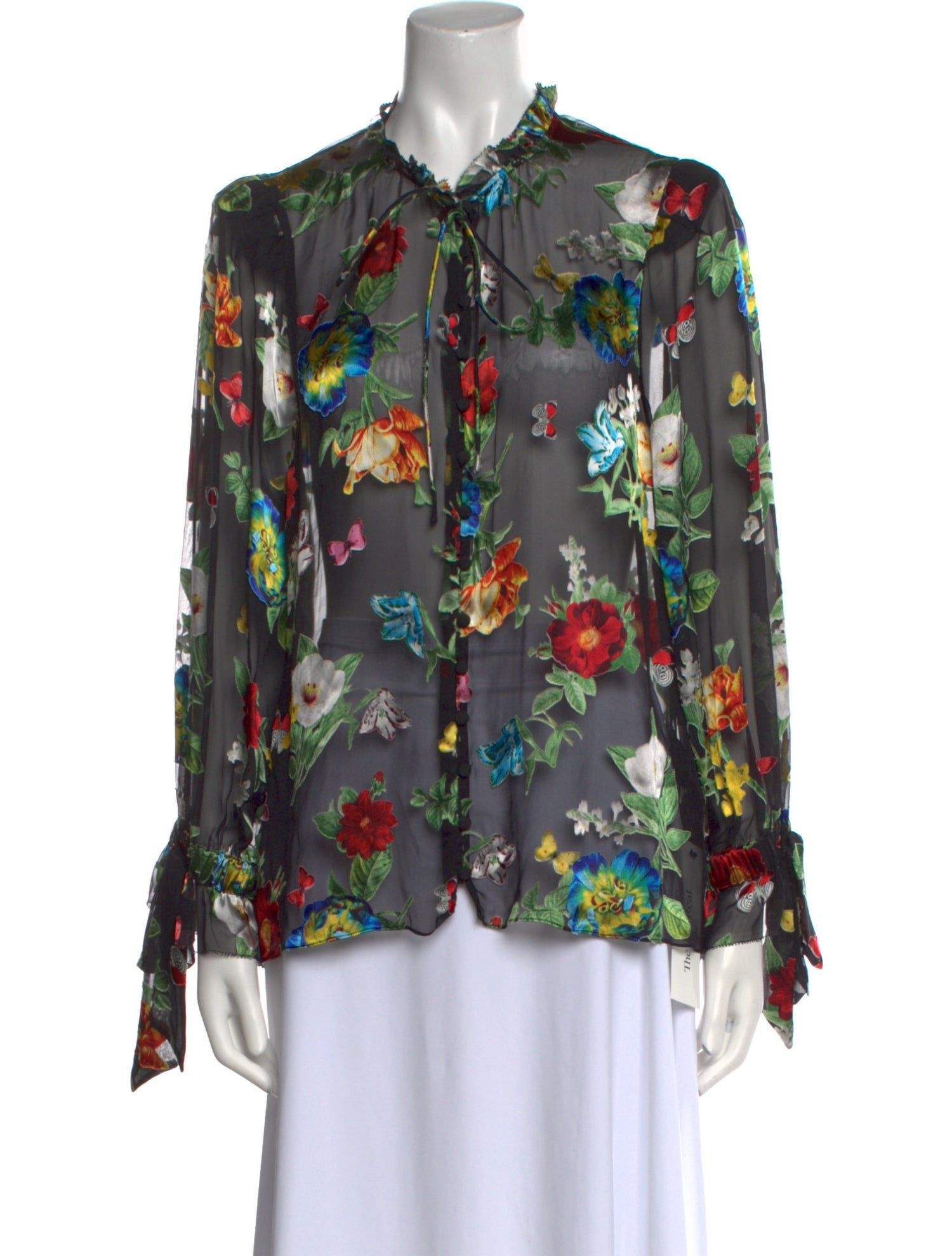 Alice + Olivia Floral Print Mock Neck Blouse