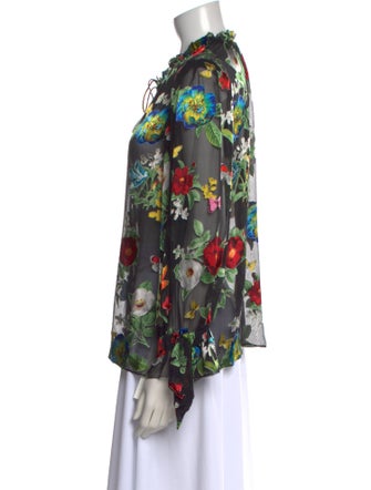 Alice + Olivia Floral Print Mock Neck Blouse