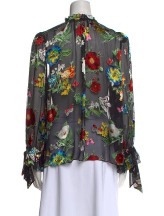 Alice + Olivia Floral Print Mock Neck Blouse