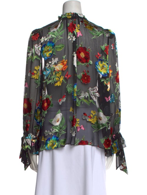 Alice + Olivia Floral Print Mock Neck Blouse