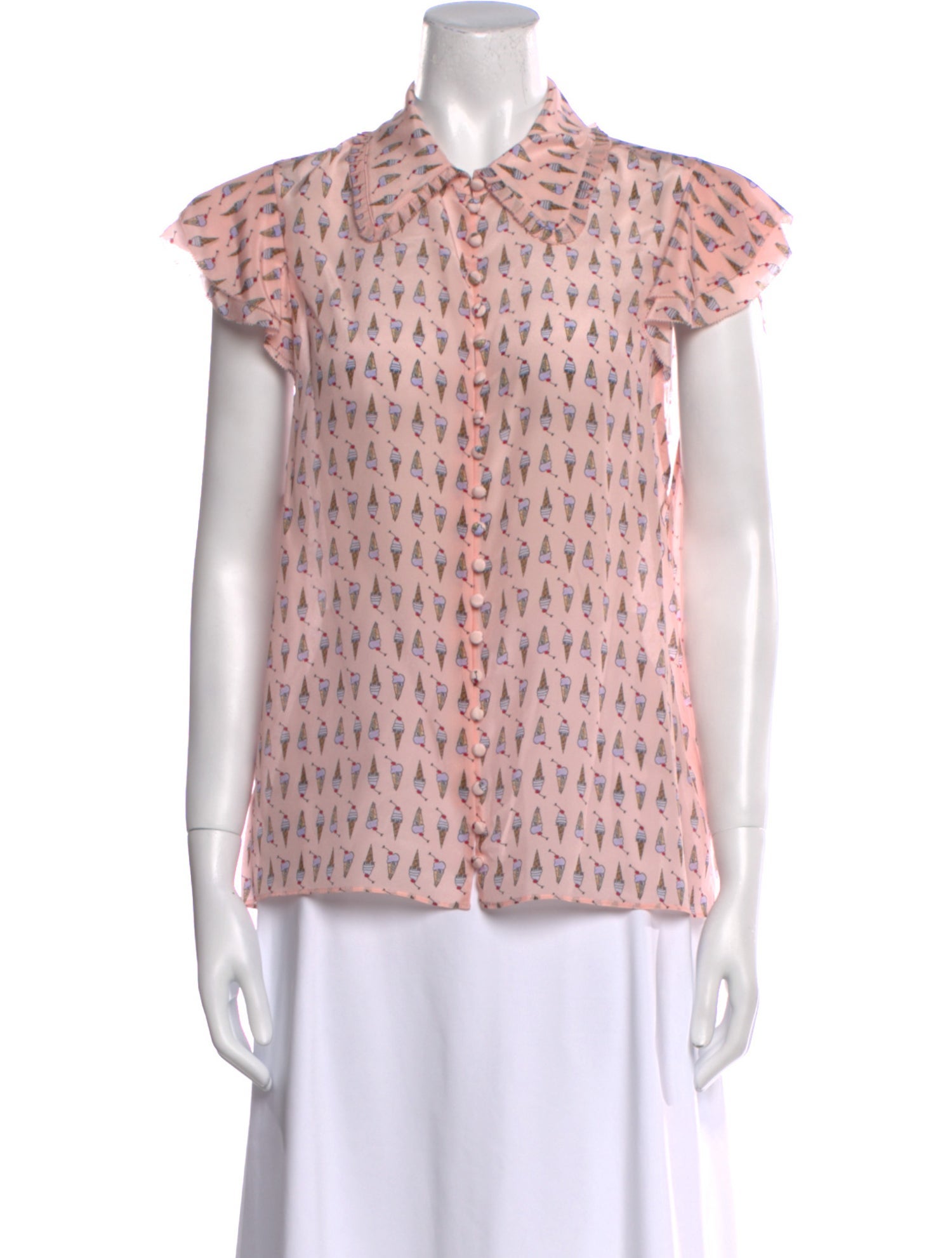 Alice + Olivia Silk Printed Button-Up Top w/ Tags