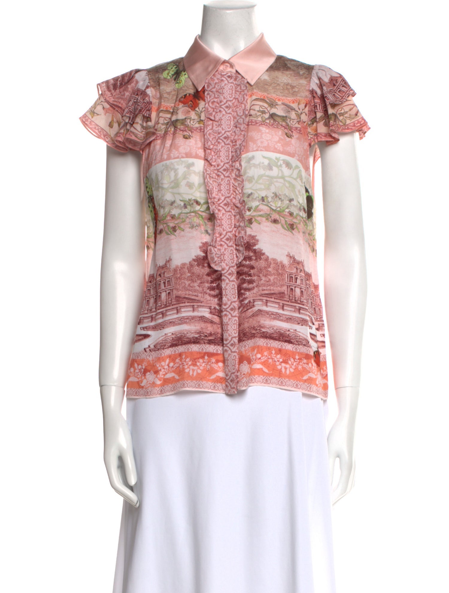 Alice + Olivia Silk Printed Button-Up Top