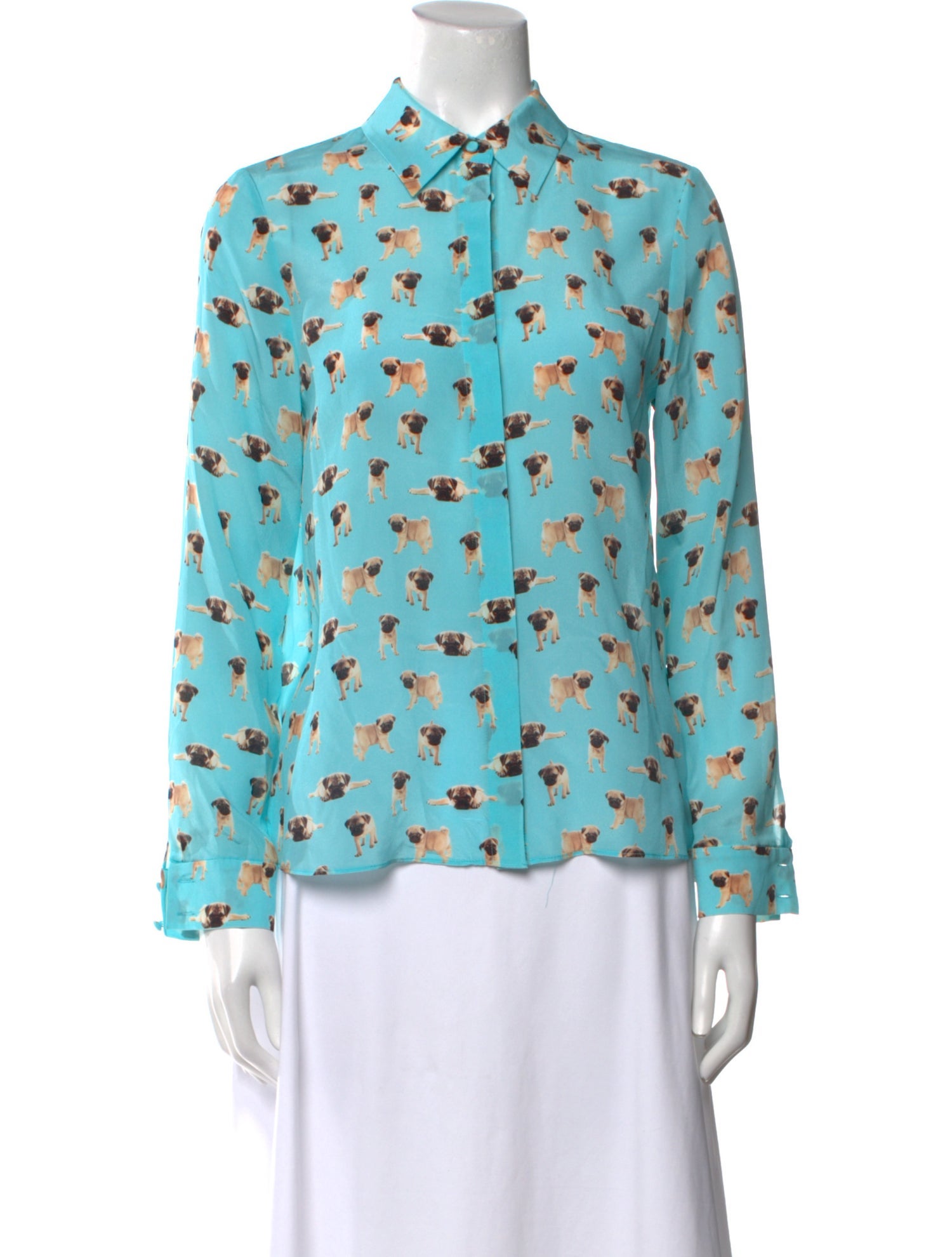Alice + Olivia Silk Printed Button-Up Top w/ Tags