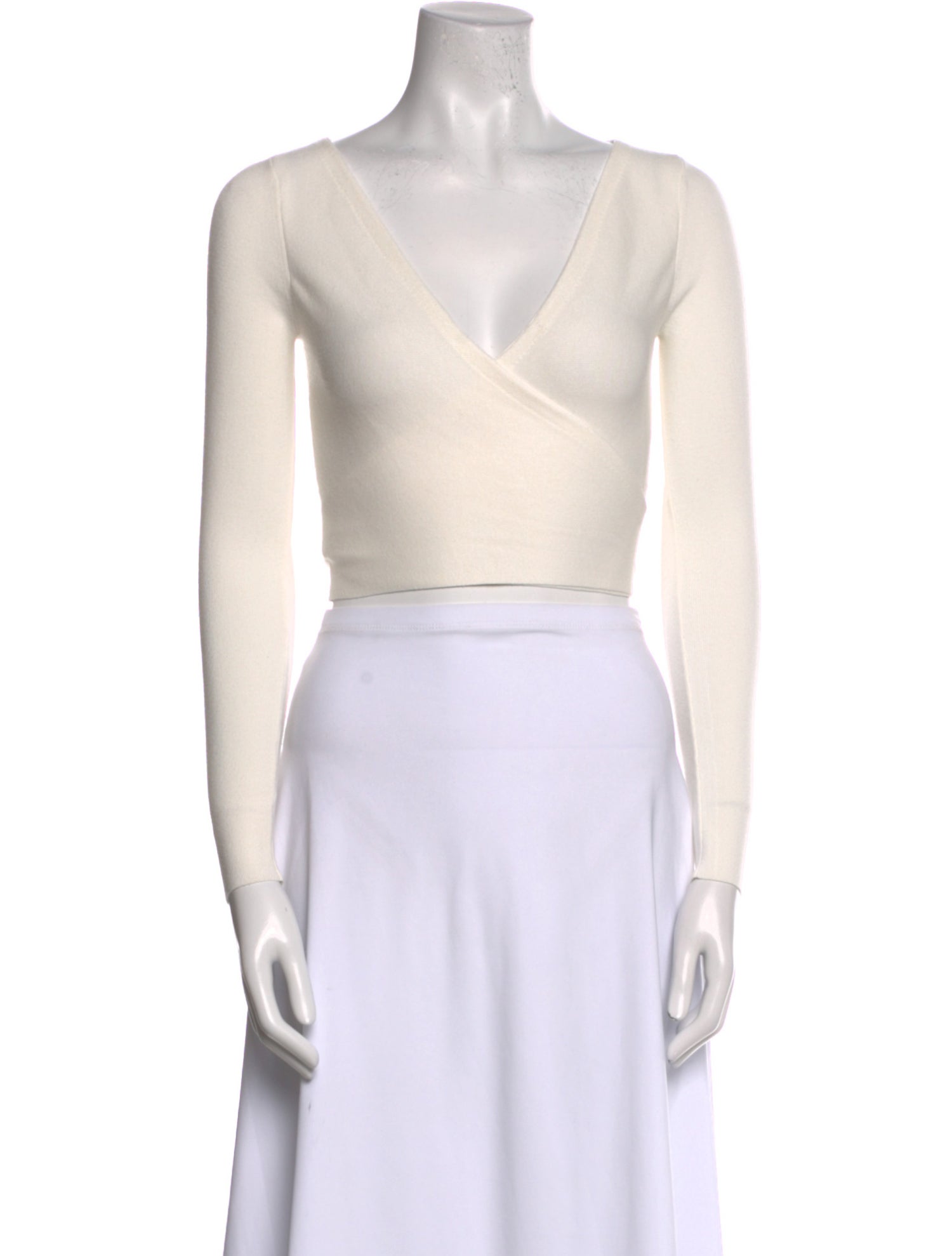 Alice + Olivia V-Neck Long Sleeve Crop Top