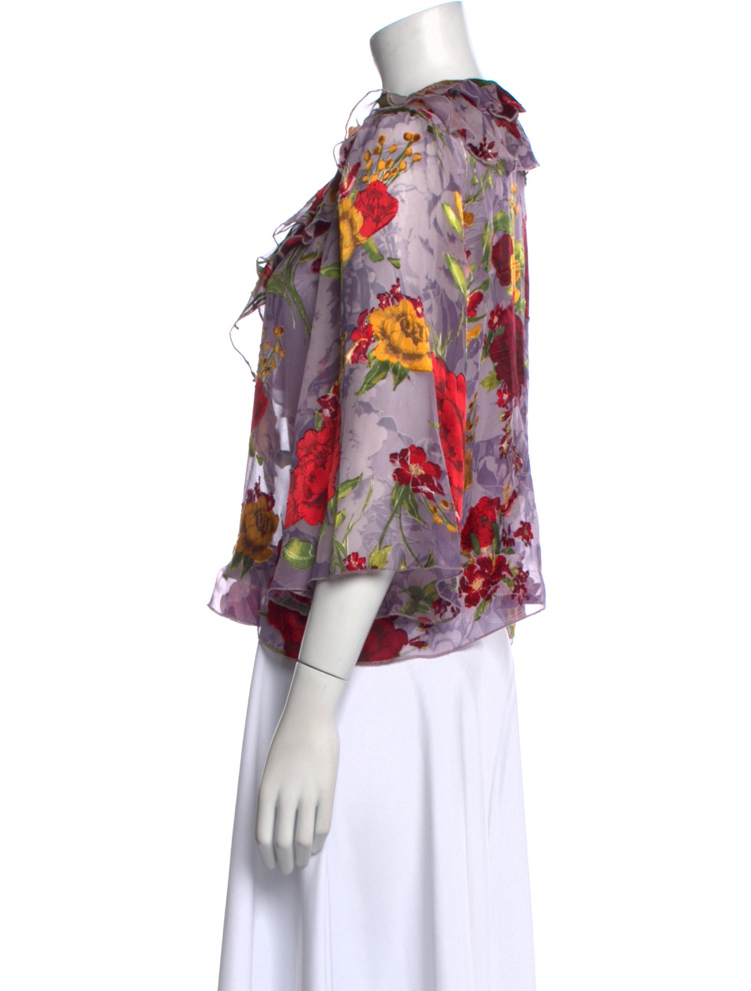 Alice + Olivia Floral Print V-Neck Blouse