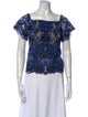Alice + Olivia Lace Pattern Square Neckline Top