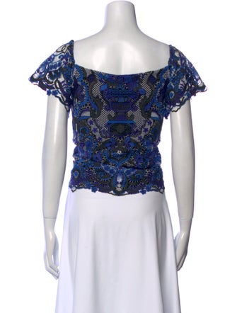 Alice + Olivia Lace Pattern Square Neckline Top