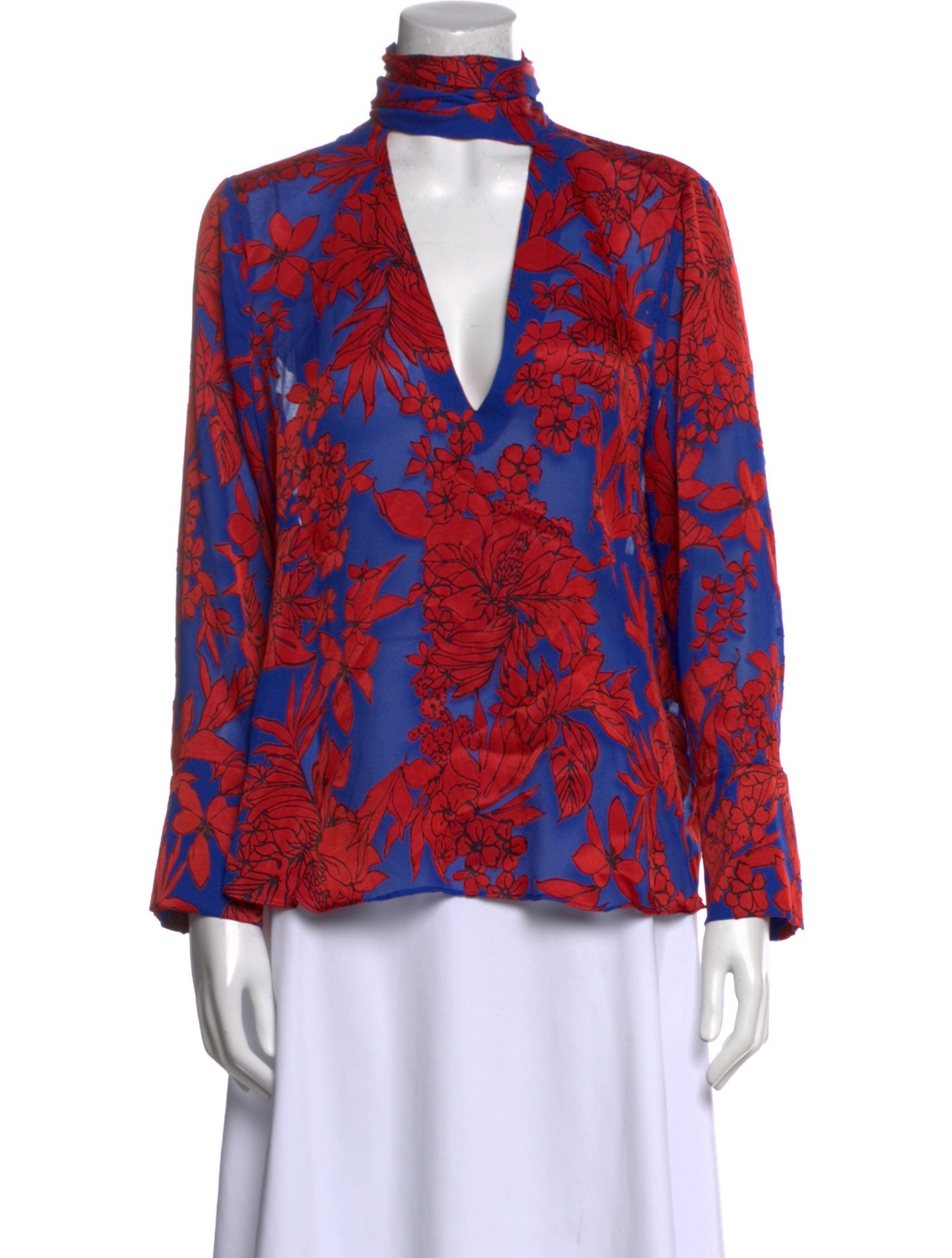 Alice + Olivia Floral Print V-Neck Blouse