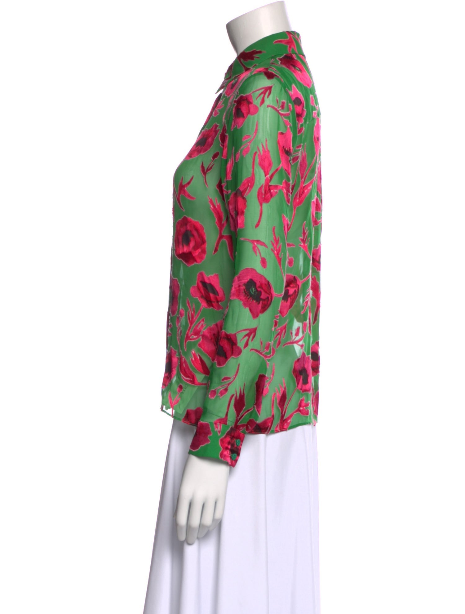 Alice + Olivia Floral Print Long Sleeve Button-Up Top