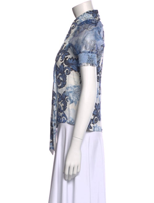 Alice + Olivia Floral Print Short Sleeve Button-Up Top