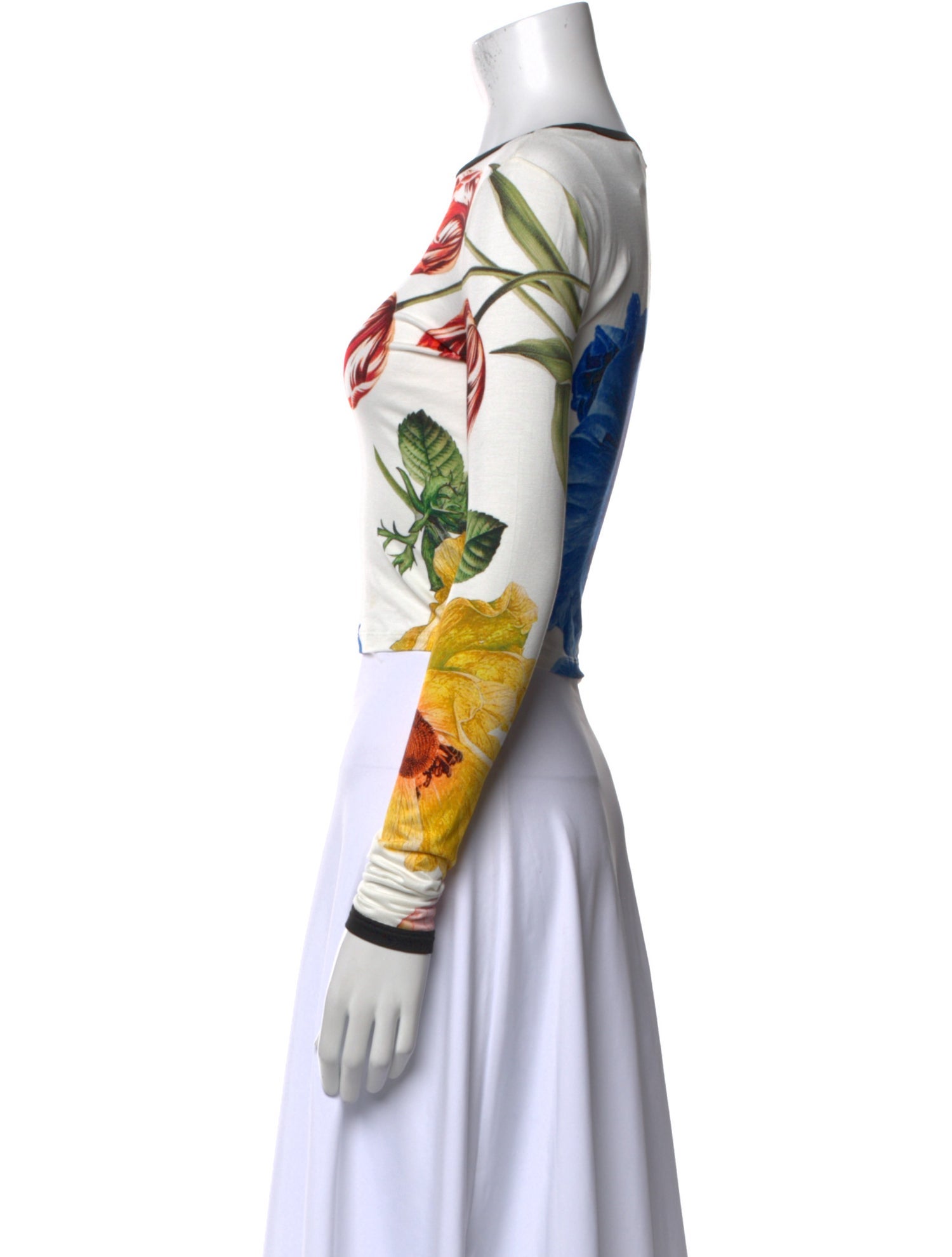 Alice + Olivia Floral Print Scoop Neck Crop Top