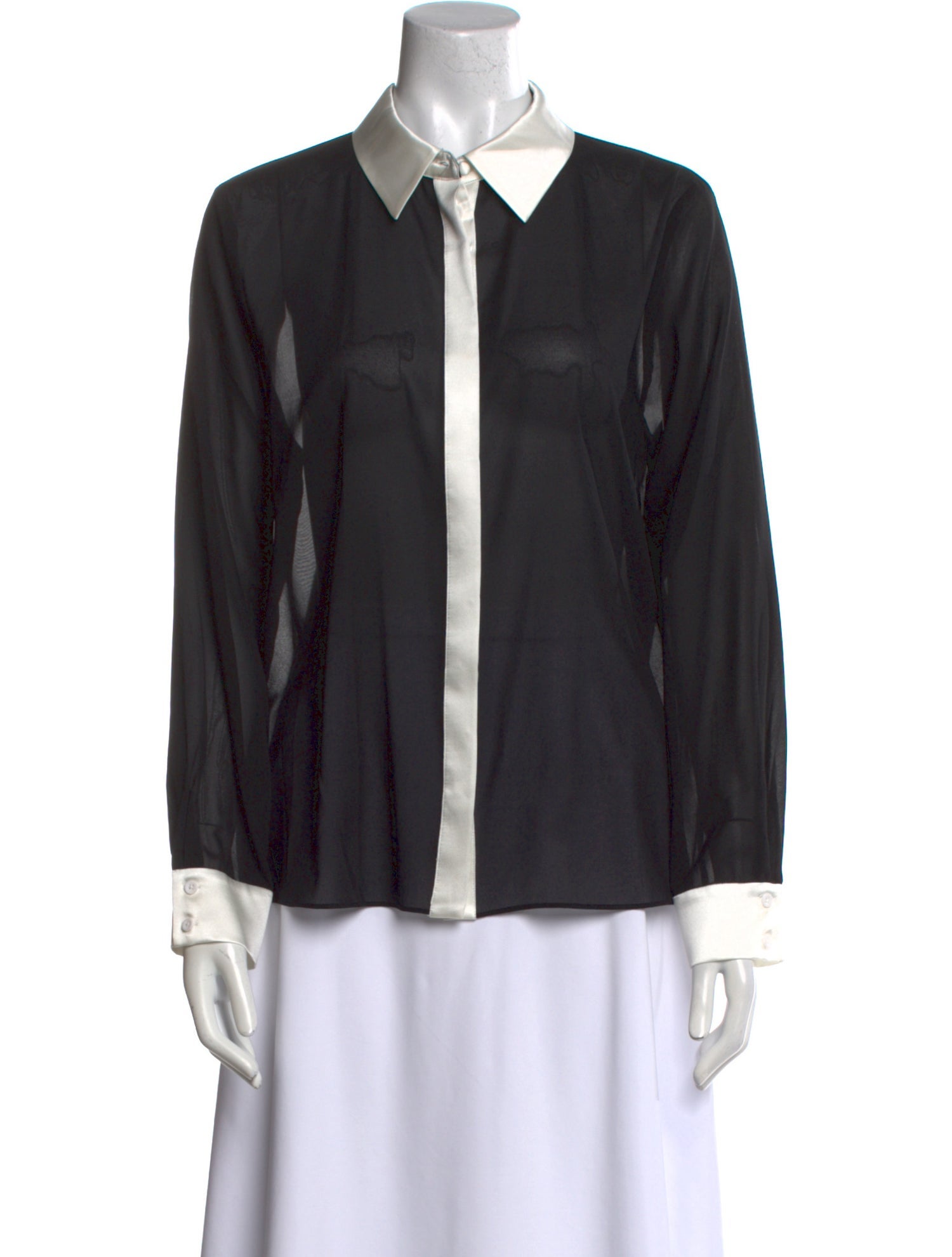 Alice + Olivia Silk Long Sleeve Button-Up Top