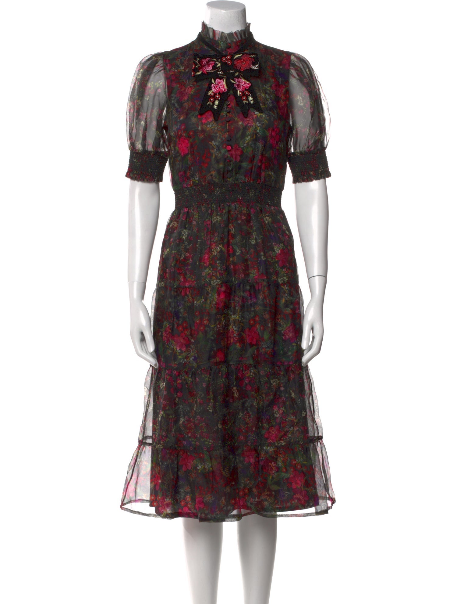 Alice + Olivia Floral Print Midi Length Dress