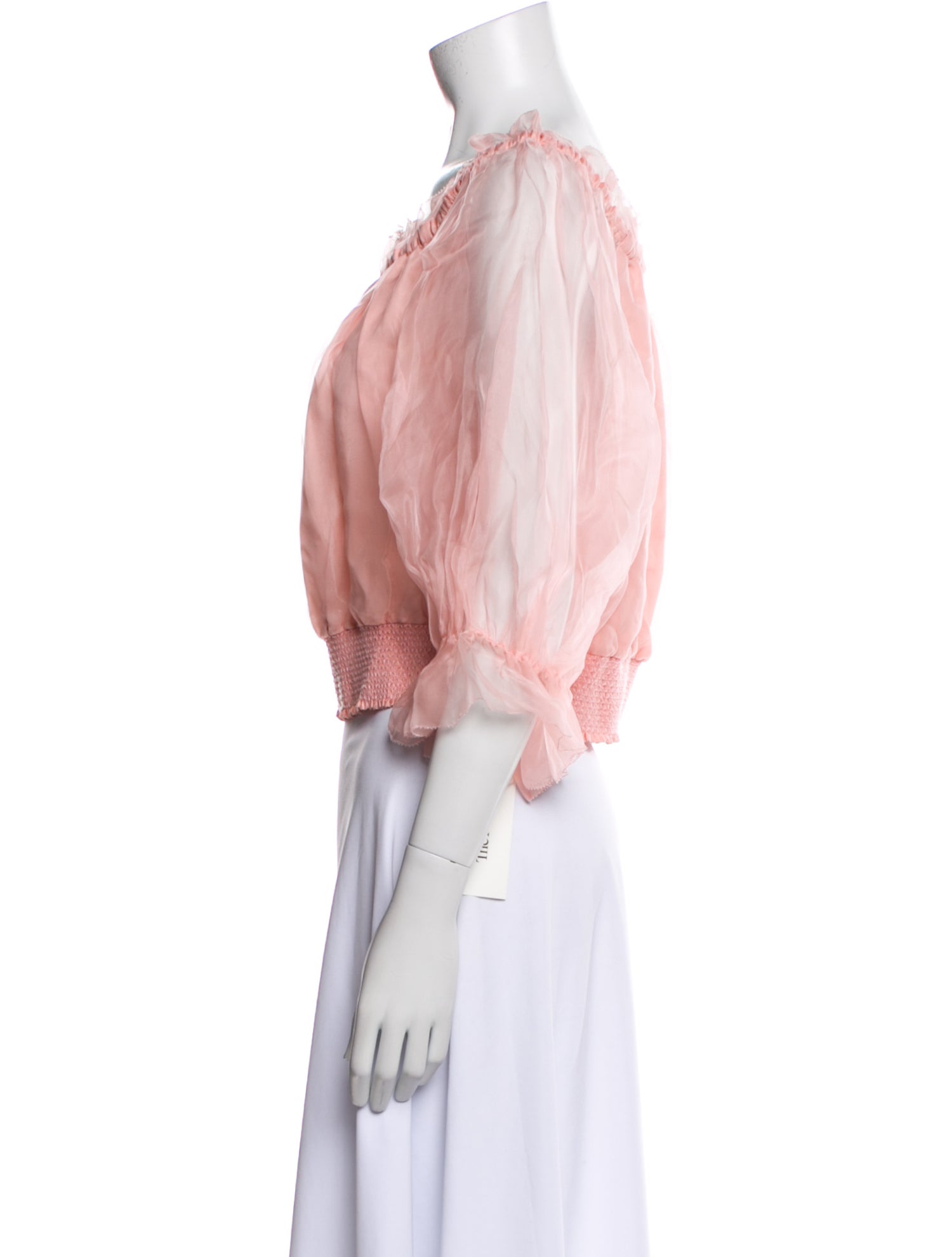 Alice + Olivia Silk Off-The-Shoulder Crop Top